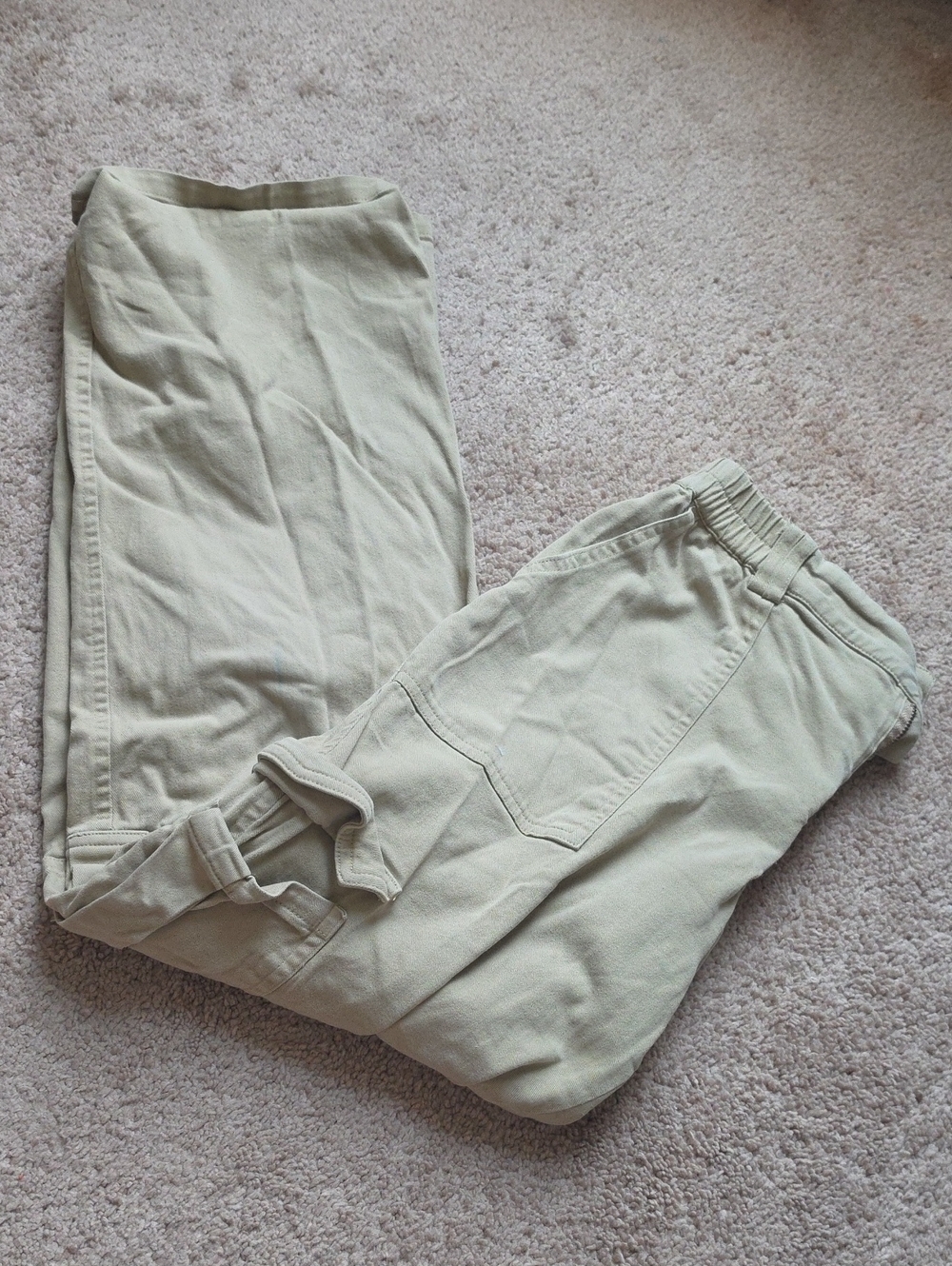 Women's Casual Elastic-Waist Tan Pants-School Uniform - Picture 1 of 7